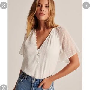 NWT Abercrombie & Fitch short sleeve white clip dot bodysuit size medium
